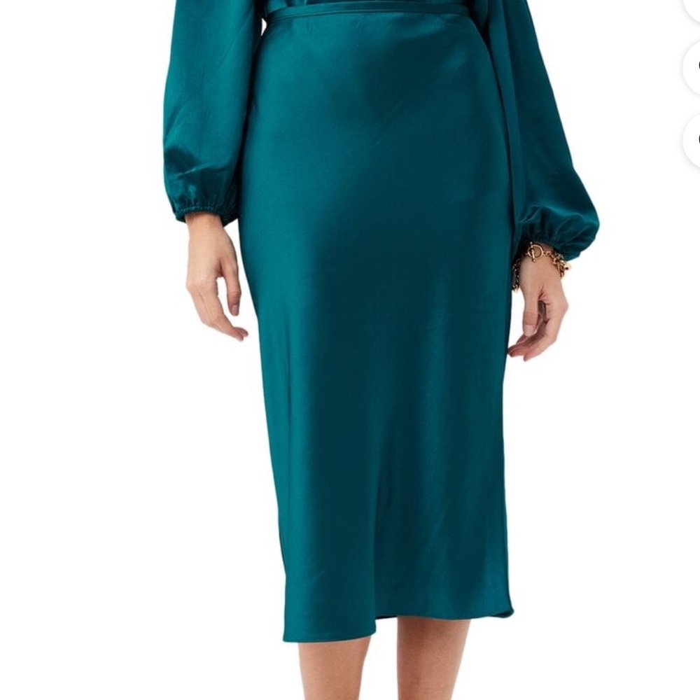 NWT TRINA TURK Teal Lighten Up Midi Skirt Women 12